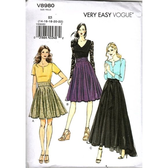 Vogue V8980 Misses 14 to 22 Skirts in 3 Lengths Uncut Sewing Pattern - Picture 1 of 2